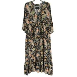 Johnny Was Black and Green Paisley Maxi Dress